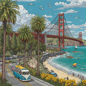 Naturelish California coastline puzzle featuring Golden Gate Bridge for relaxing, travel-inspired evenings