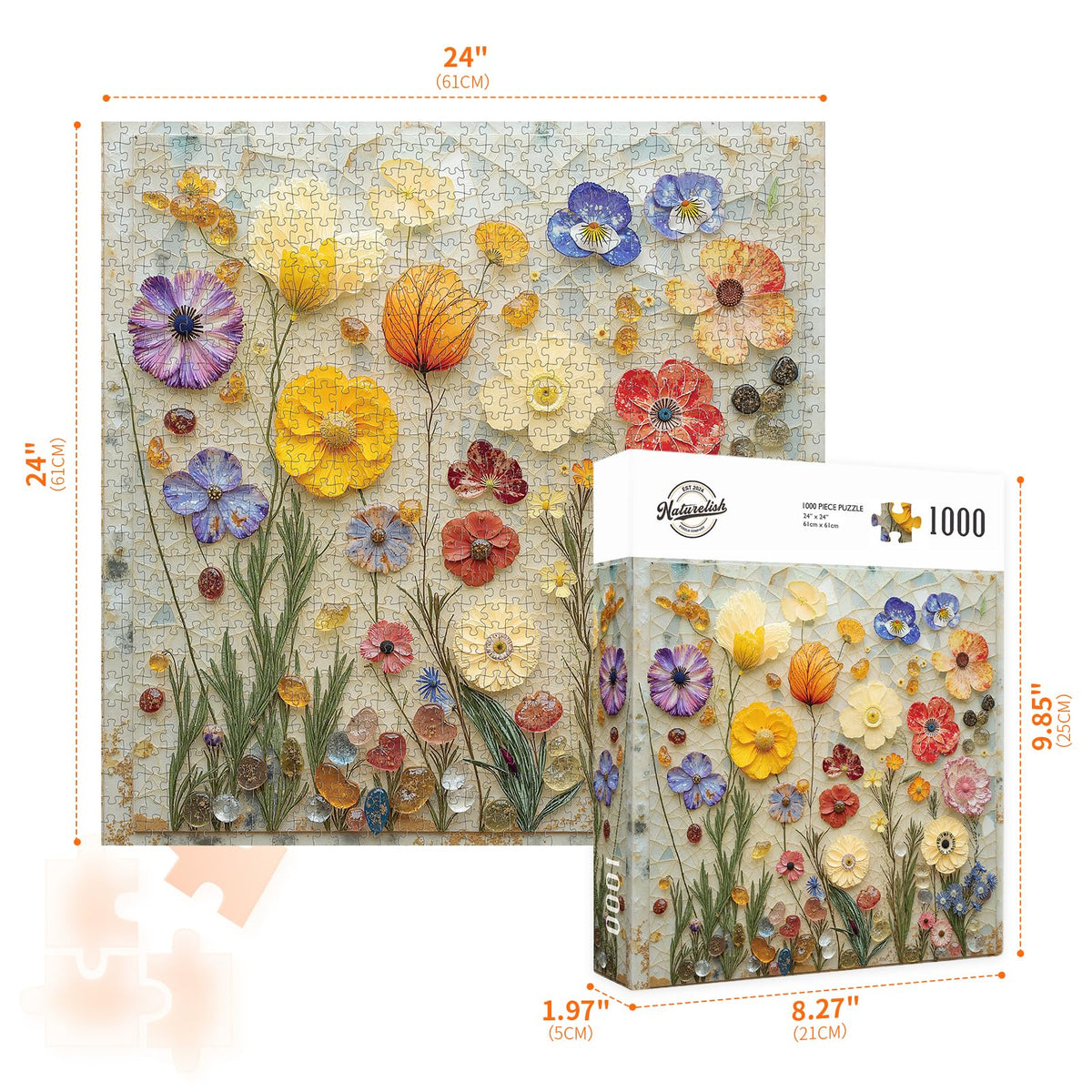 Naturelish Colorful Plant Floral mosaic with bright hues for decor inspiration.
