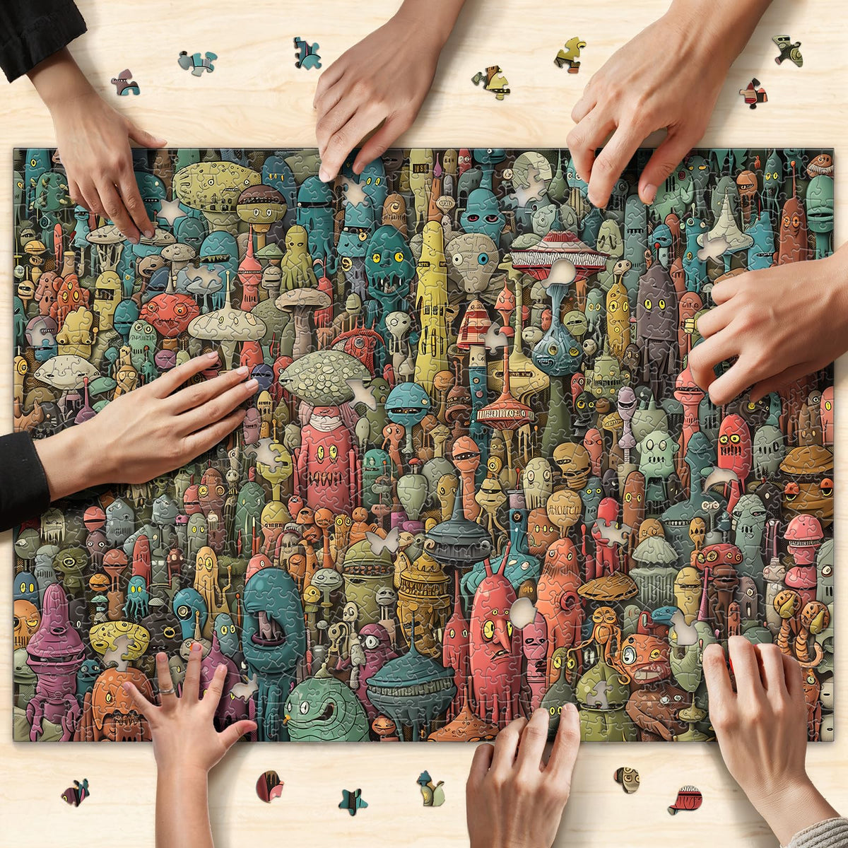 Kitten-shaped pieces from Naturelish Dense Monster puzzle spark playful surprises