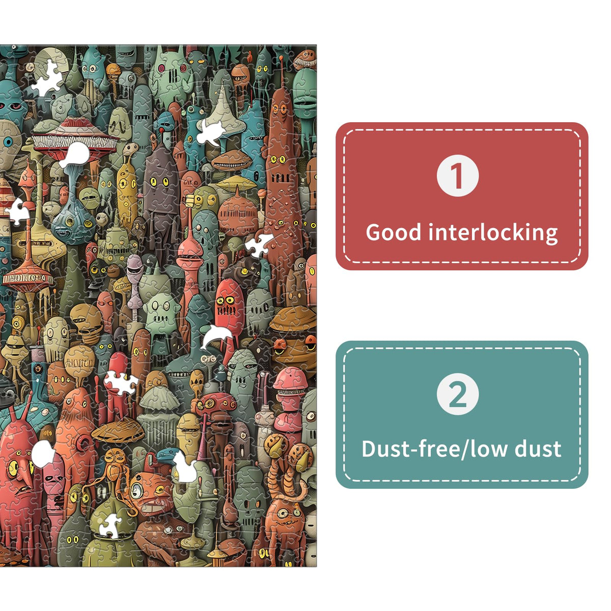 Naturelish Dense Monster puzzle shaped pieces highlight unique forms for playful problem-solving