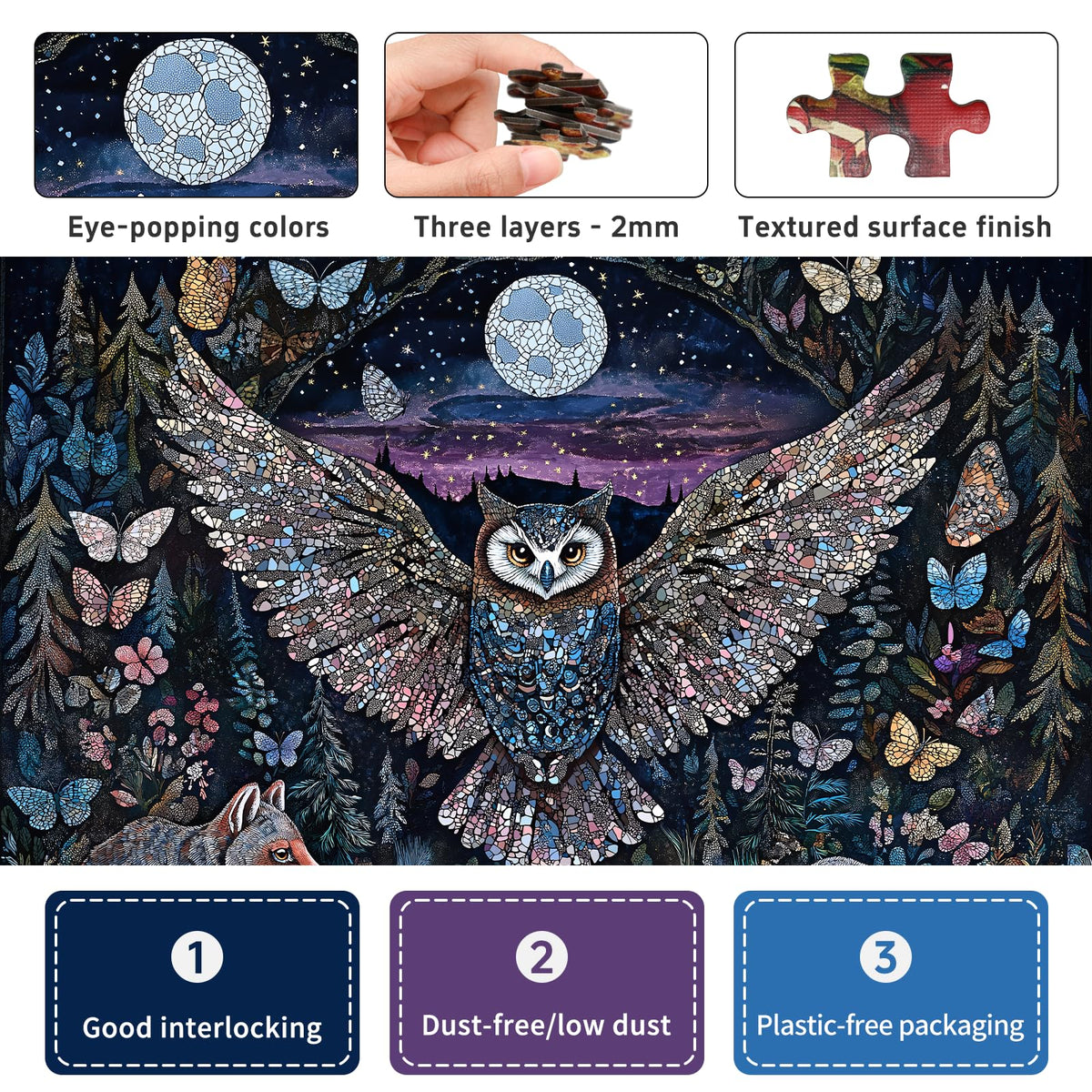 Naturelish vivid owl illustration showcases rich hues and crisp detail.