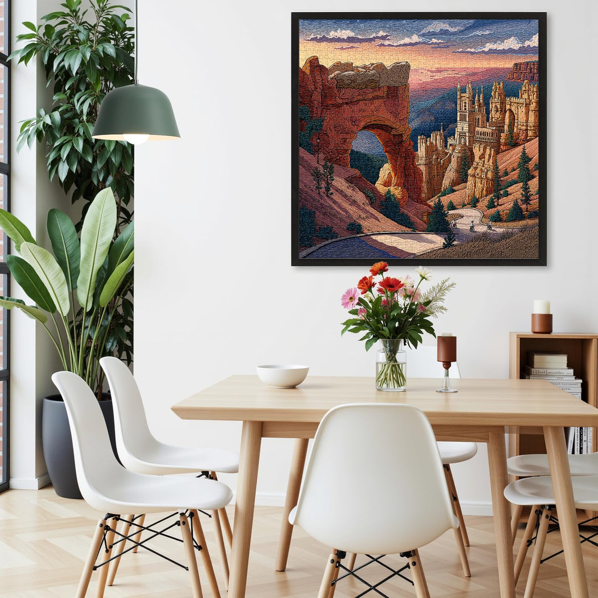 Naturelish Utah cityscape scene, a dramatic daytime-to-dusk journey during play.