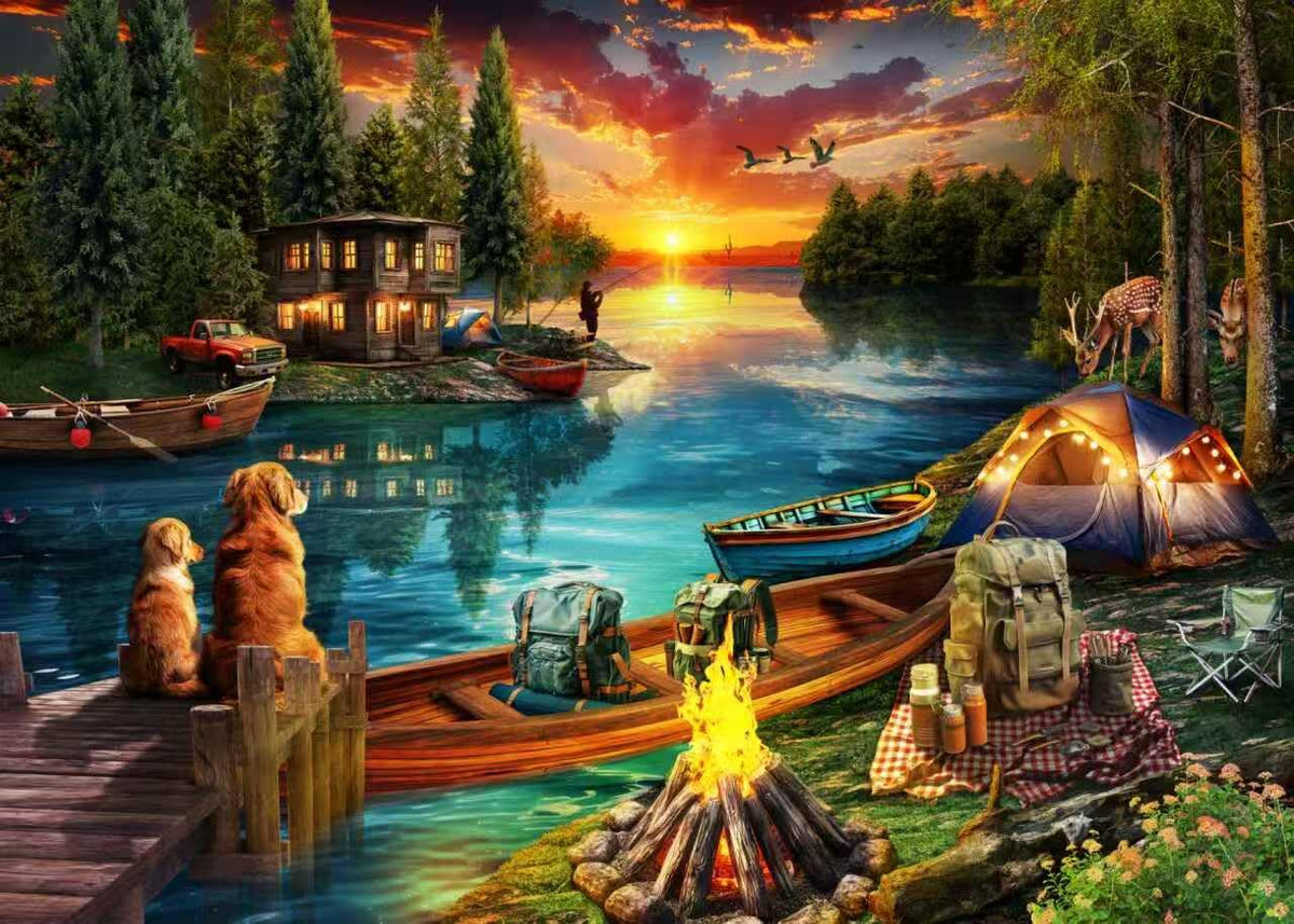 Naturelish jigsaw puzzle 1000 pieces lake dusk landscape for adults, immersive and relaxing.