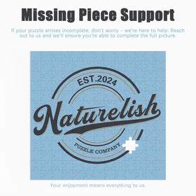 Naturelish jigsaw puzzle: sectioned backing reduces mix-ups for smoother assembly
