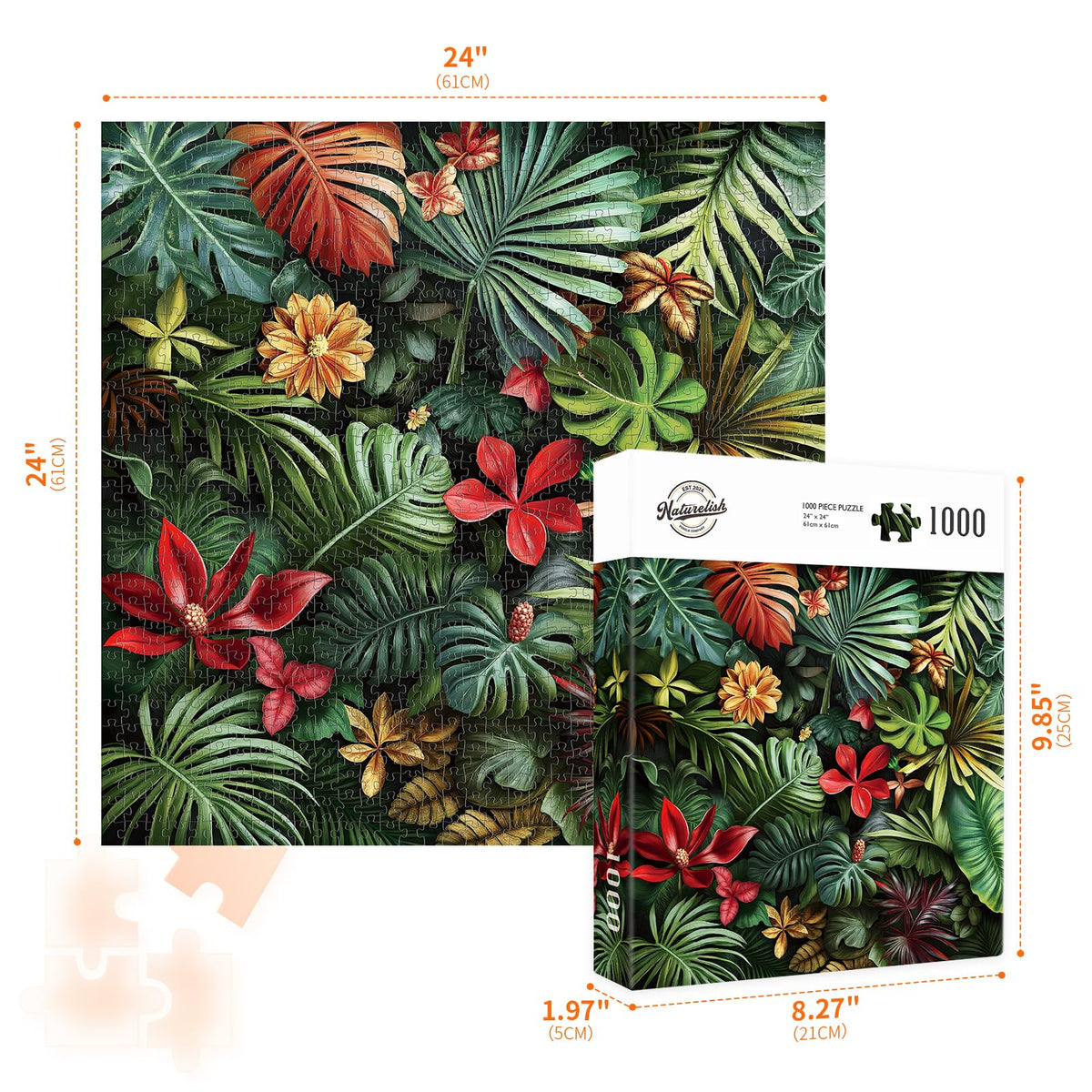 Naturelish Jigsaw Tropical Rainforest FernLeaf close-up of interlocking pieces for satisfying assembly