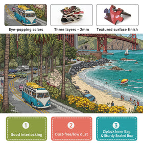 Naturelish palm trees and tour van puzzle for vibrant, engaging family play