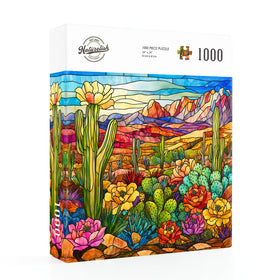Naturelish stained glass cactus puzzle gift-ready presentation makes a thoughtful, memorable present
