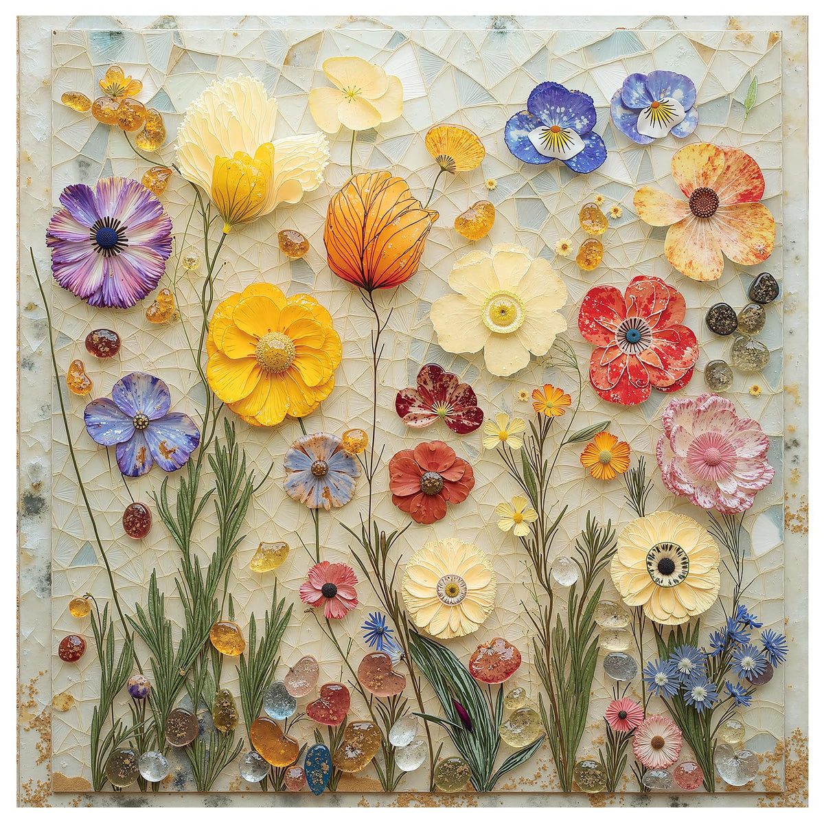 Naturelish Stone Flowers puzzle artwork with vibrant petals for relaxation.