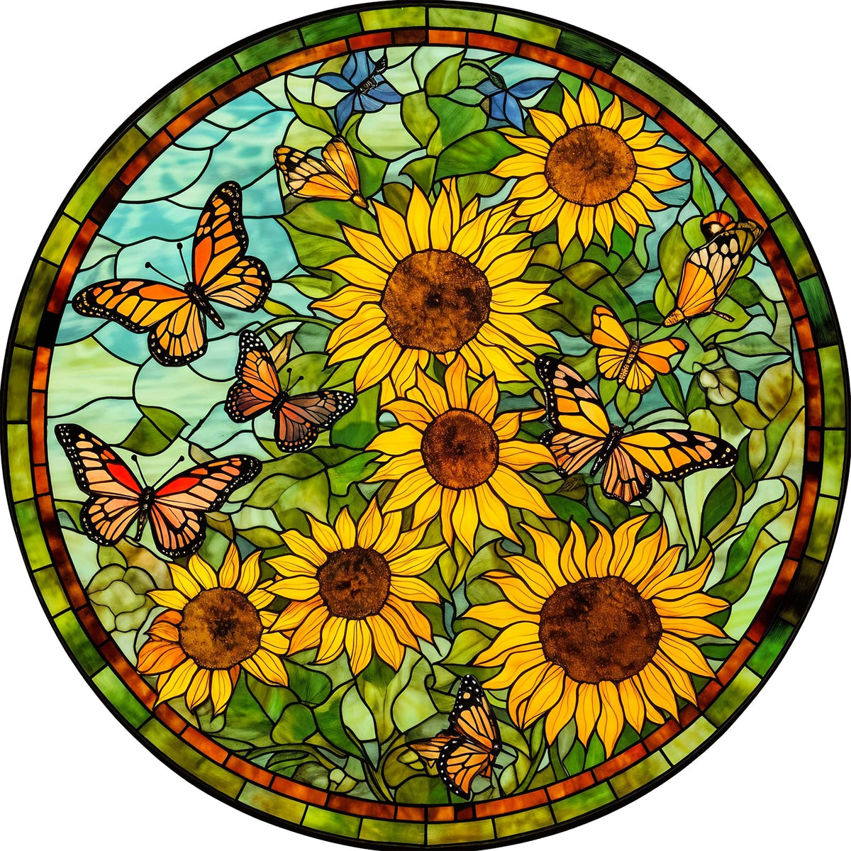 Naturelish sunflower-stained-glass puzzle 1000-piece round for relaxing game nights