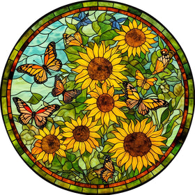 Naturelish sunflower-stained-glass puzzle 1000-piece round for relaxing game nights