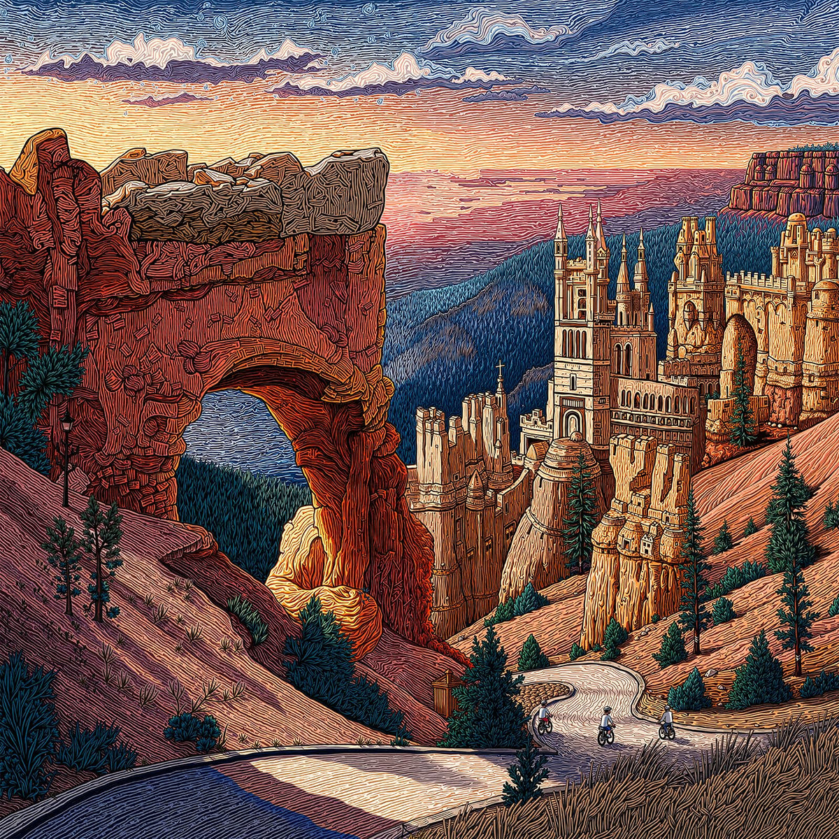 Naturelish 1000-piece puzzle shows Utah arches and fantasy castle, ideal for immersive solo evenings.