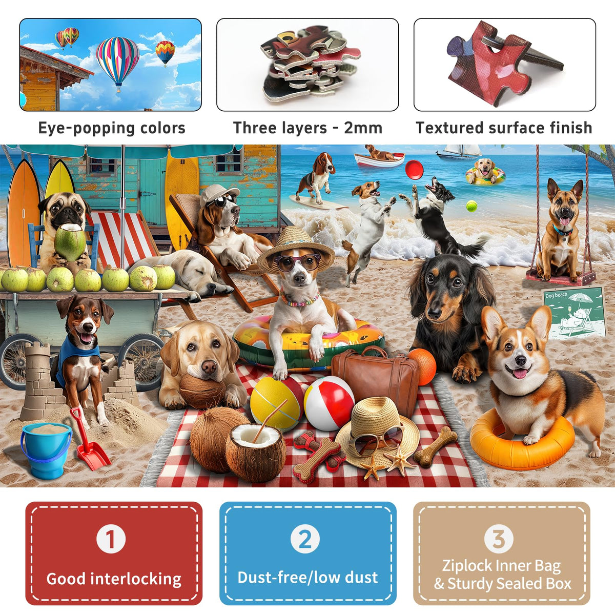 Naturelish vacation scene with coconut hut invites immersive puzzle time for families.