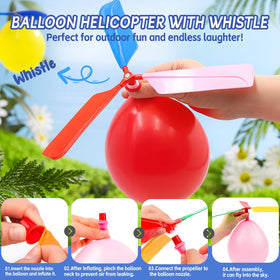 Nautydaddy balloon helicopters spinning and flying in the air