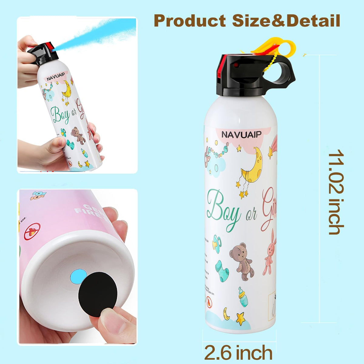 Navuaip easy-use design with shake, pull, and press to release color