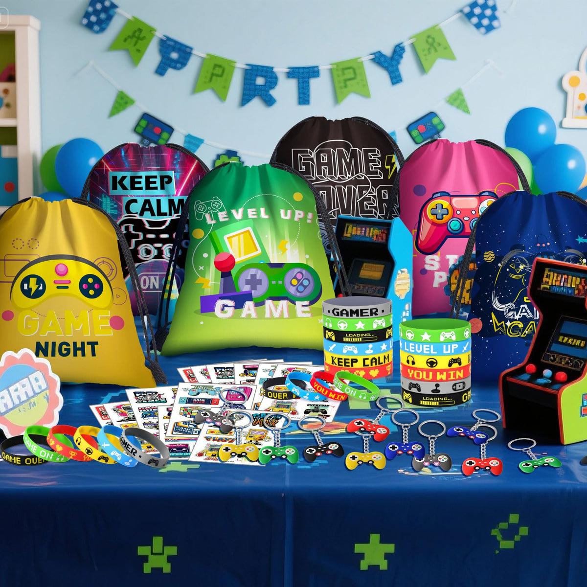 naygnahz video game party favors durable non-woven bags suitable for daily use.