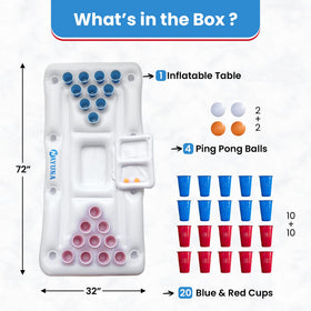 NAYUNA Floaty inflates into a big pool pong table with 10-cup setups.