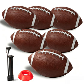 Nbguigdstr inflatable-footballs-6pack showcase a durable rubber texture for backyard play.