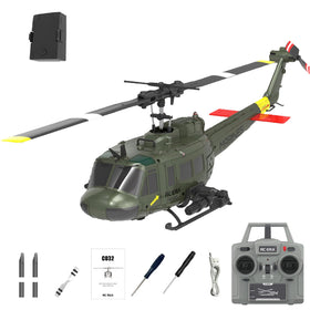 NBJIALIN RC ERA C032 Huey green airframe enables stable beginner flights.