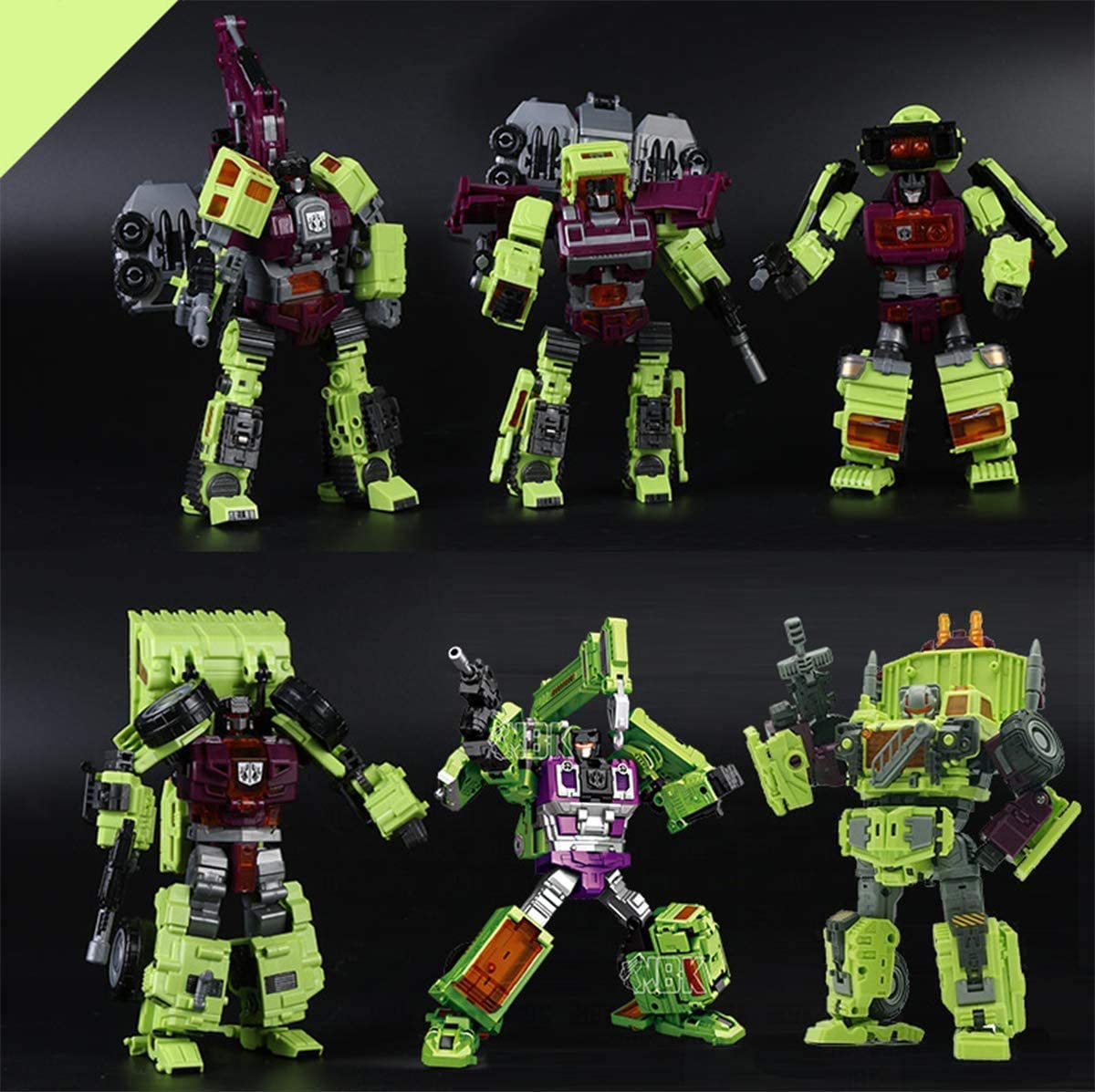 NBK Devastator detail art emphasizes sculpted textures and vibrant green finish.
