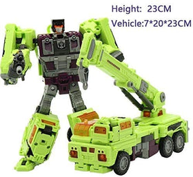 NBK Devastator green truck form showcases sturdy, kid-friendly construction for hands-on playtime.
