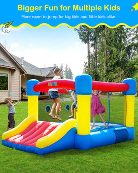 NBSPORT bounce house ball hoop close-up, encourages interactive games.