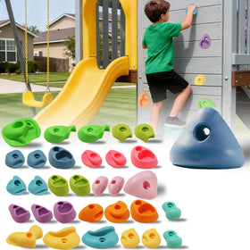 NEATATOU 32-piece pastel rock holds for versatile, kid-safe climbing walls at home