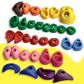 NEATATOU colorful holds close-up showing textured grips for secure climbing.