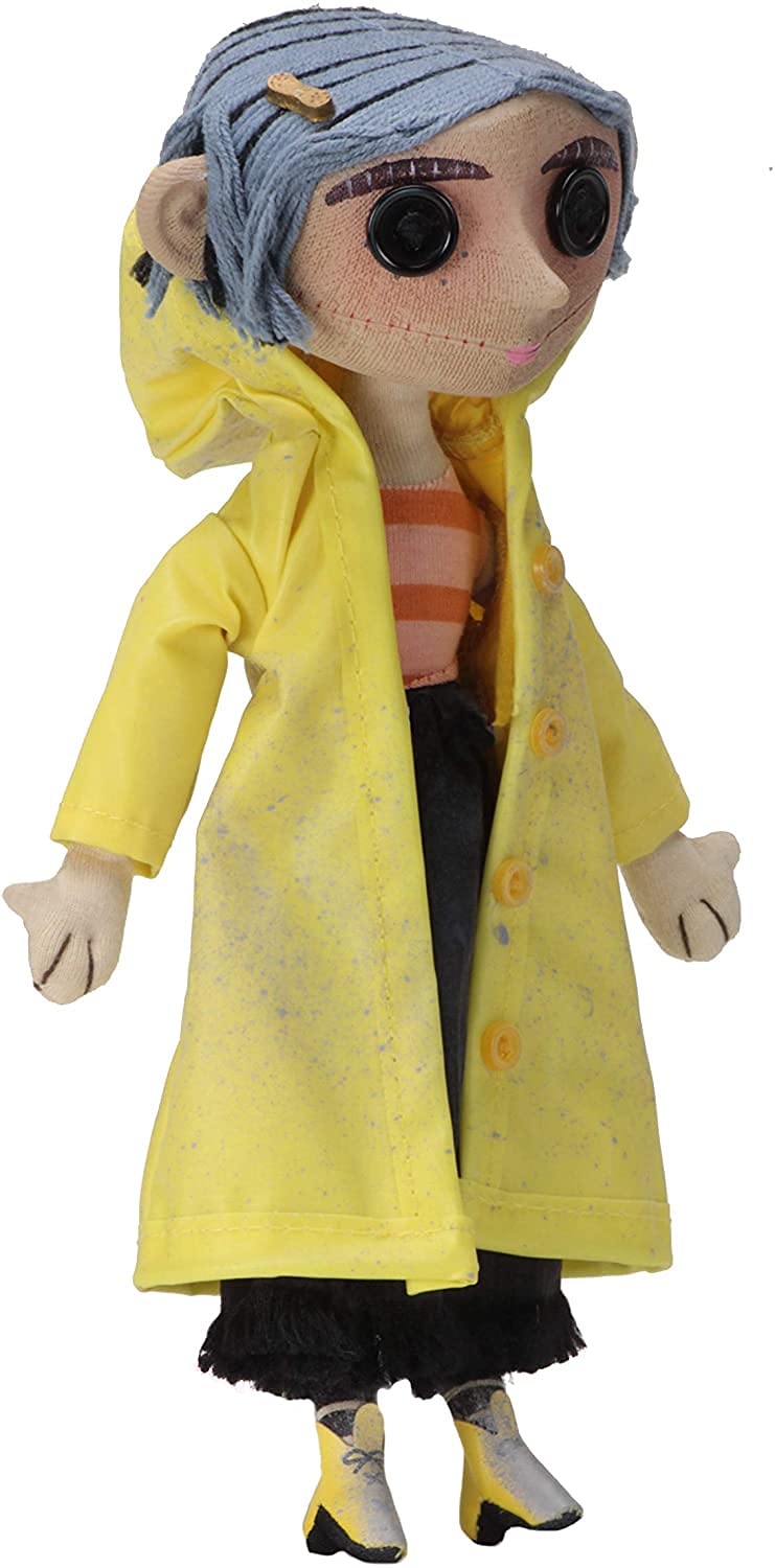 NECA Coraline doll featuring yarn hair and button eyes for faithful film display
