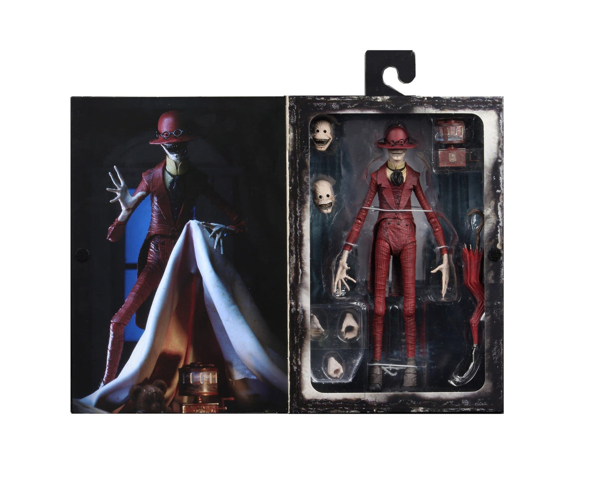 NECA Crooked Man 7in figure with three heads and removable hat for versatile display.