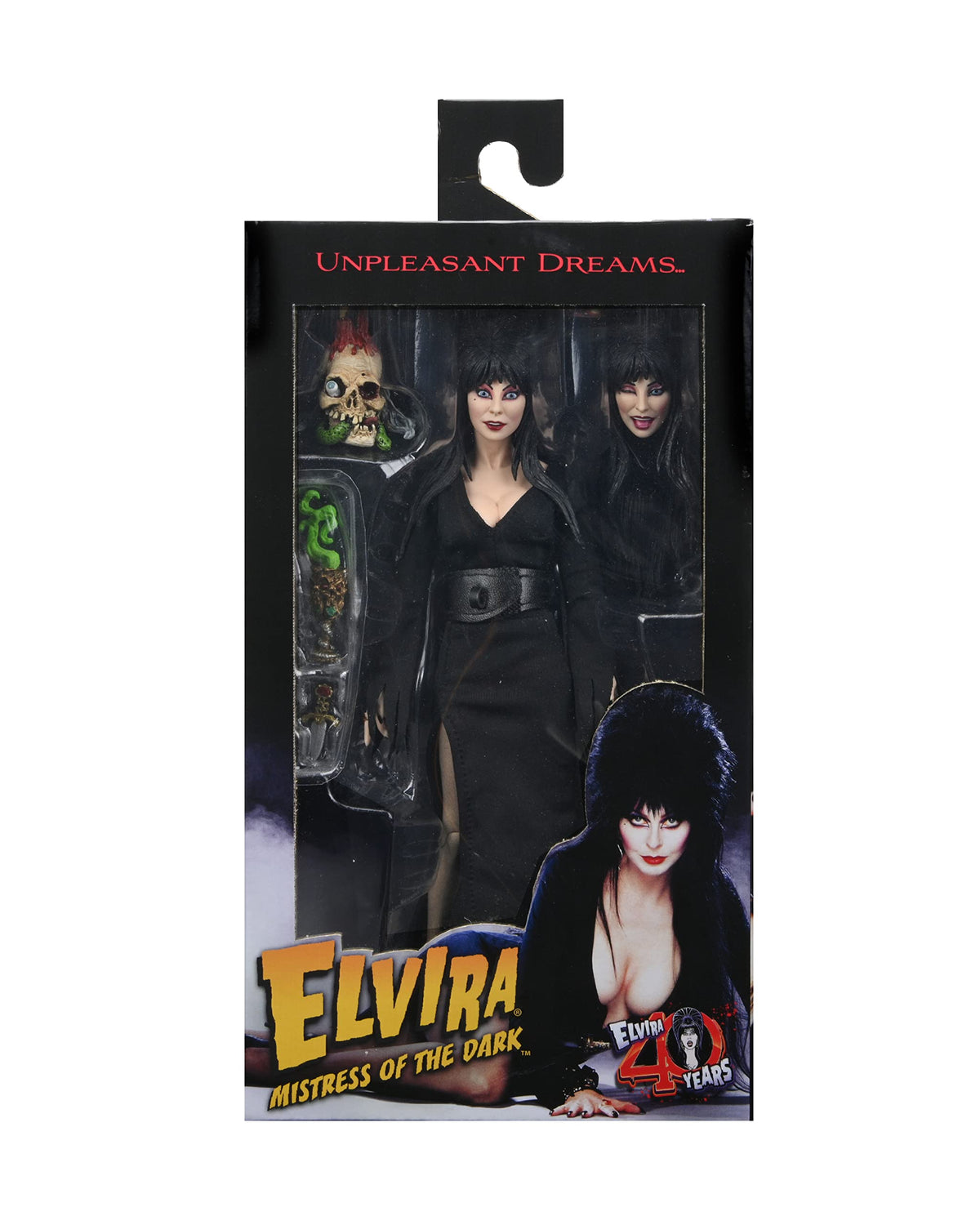 NECA Elvira 8-inch winking head ideal for posing in horror collections.
