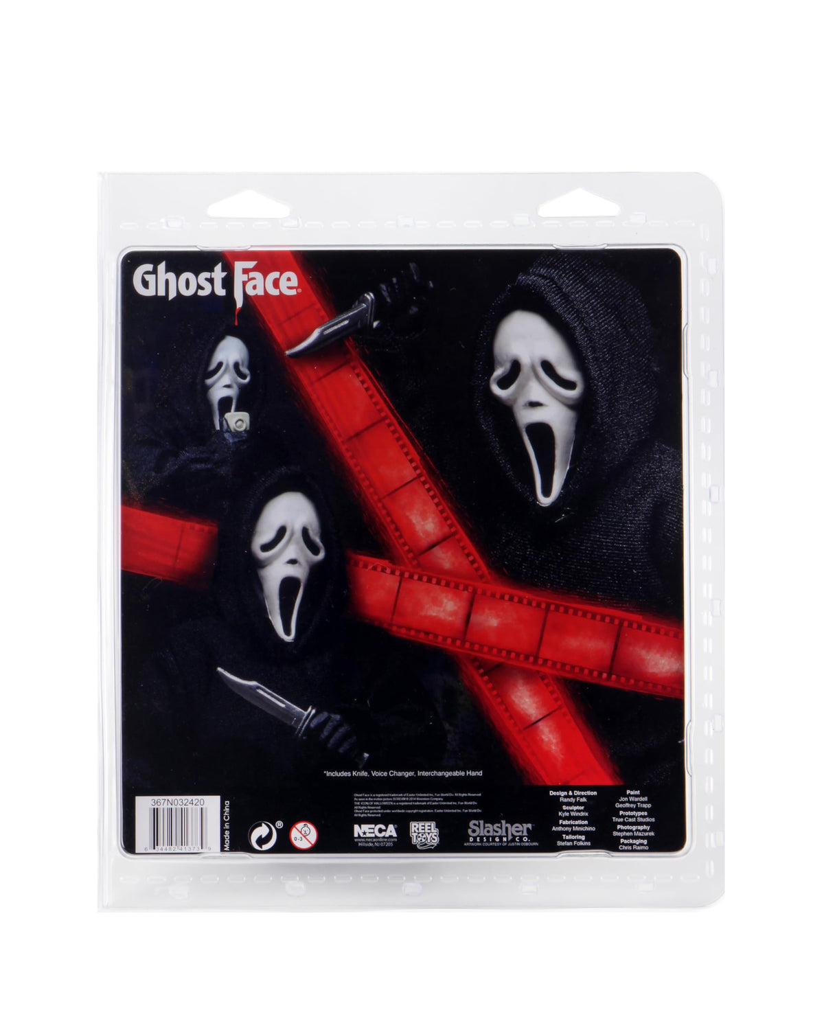 NECA Ghost Face interchangeable hands for dynamic posing.