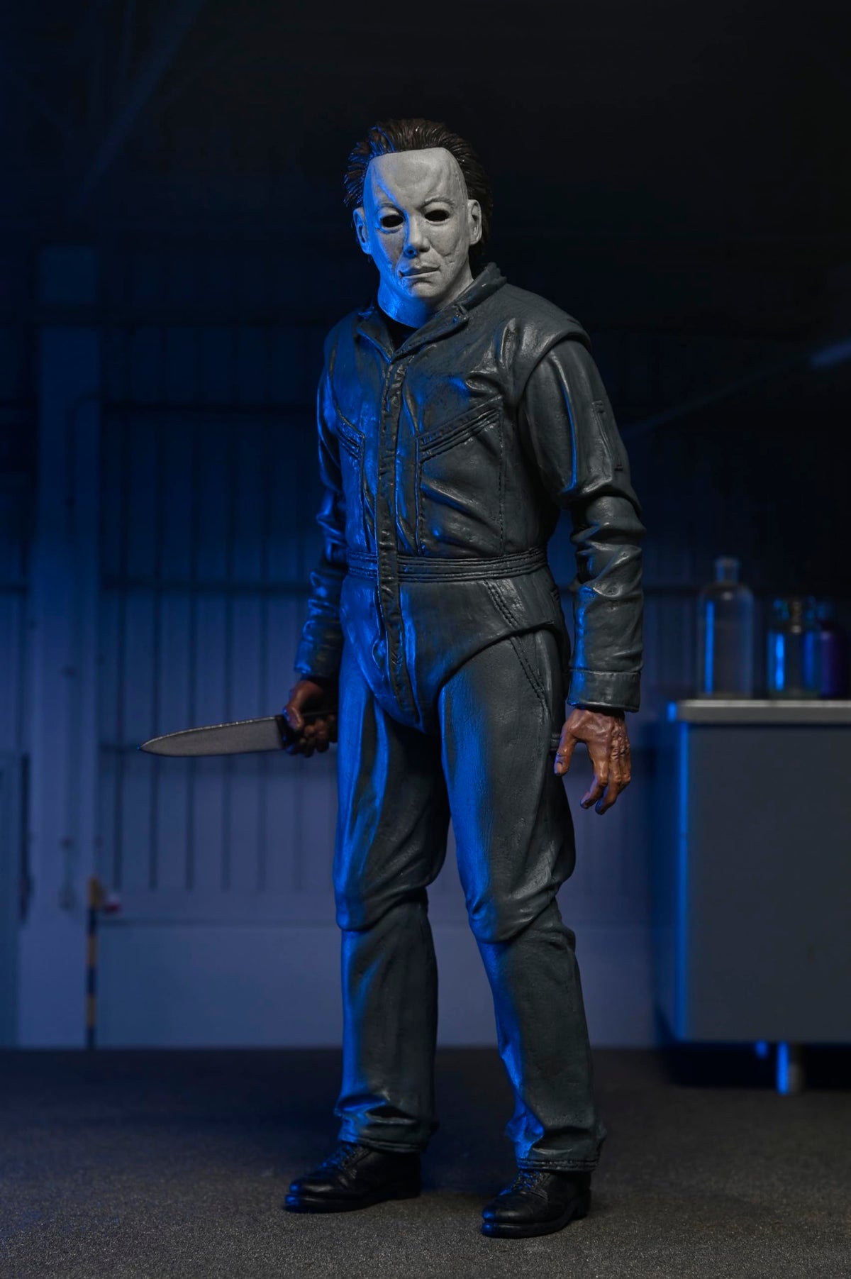 NECA Michael Myers figure with crowbar enhances action pose versatility.