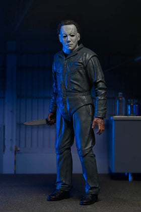 NECA Michael Myers figure with crowbar enhances action pose versatility.