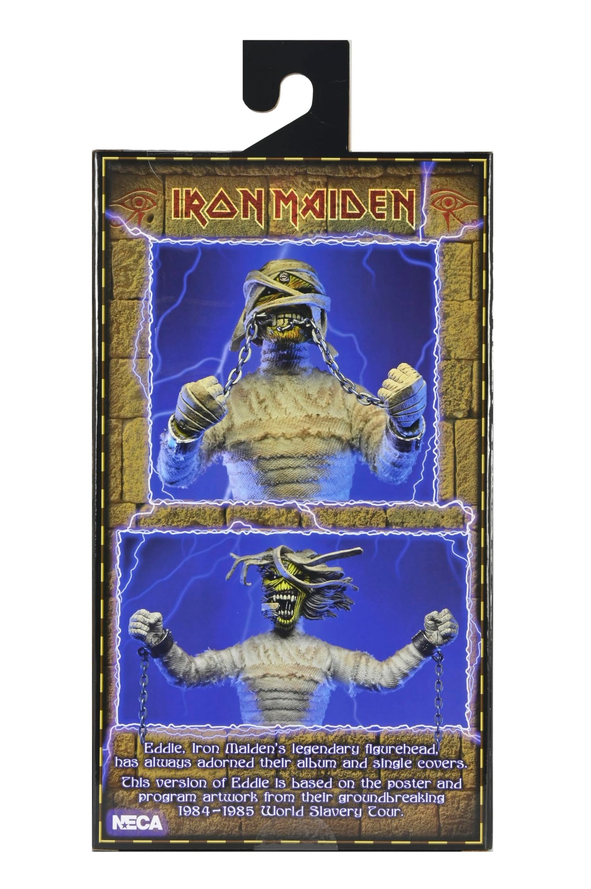NECA Iron Maiden Mummy Eddie 8in clothed chains detail adds dramatic display.
