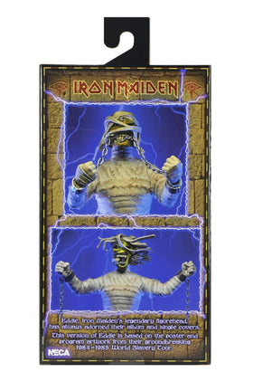 NECA Iron Maiden Mummy Eddie 8in clothed chains detail adds dramatic display.