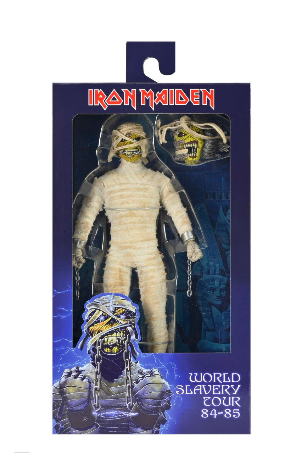 NECA Iron Maiden Mummy Eddie 8in clothed front view for display and collection.