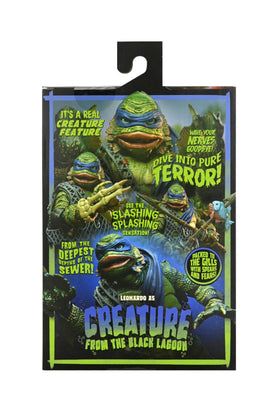 NECA Leonardo Creature side view highlighting harpoon katanas for dynamic posing