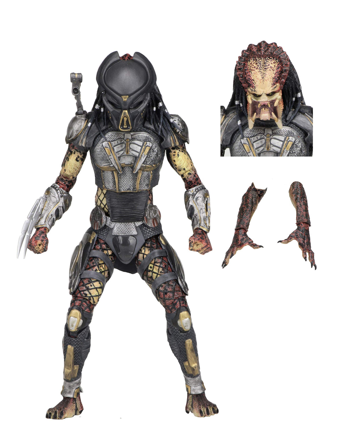 NECA Predator 2018 Ultimate Fugitive figure shown with premium poseability for dynamic display
