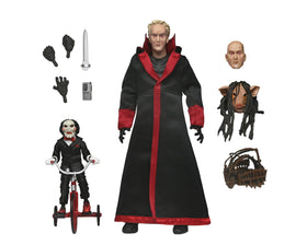 NECA Saw Ultimate Jigsaw Killer figure front view with articulated robe for dynamic posing.