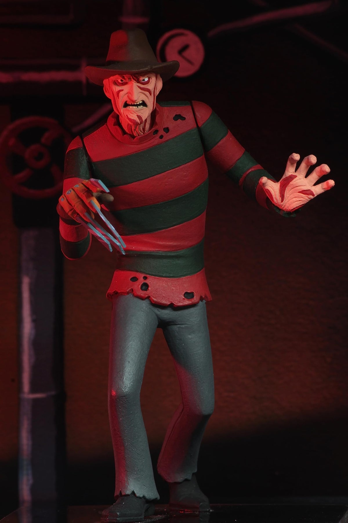 NECA Toony Terrors Freddy Krueger close-up face detail for collectors.