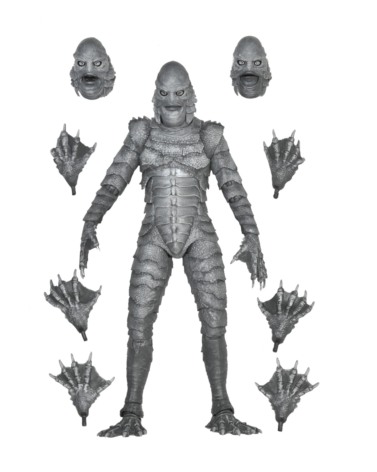 NECA Creature BW 7-inch figure in window display box for safe showcasing.