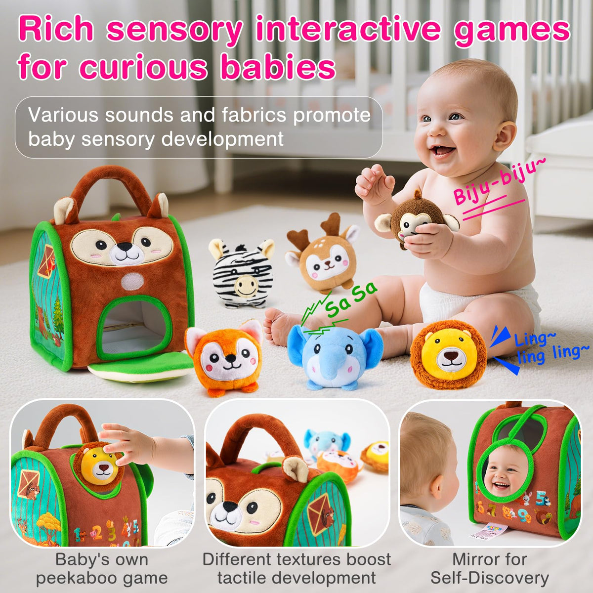 NECTAR BABY fox plush enhances tactile exploration and imaginative forest play.