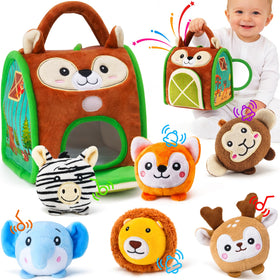NECTAR BABY soft squirrel house with woodland animals for engaging sensory play.