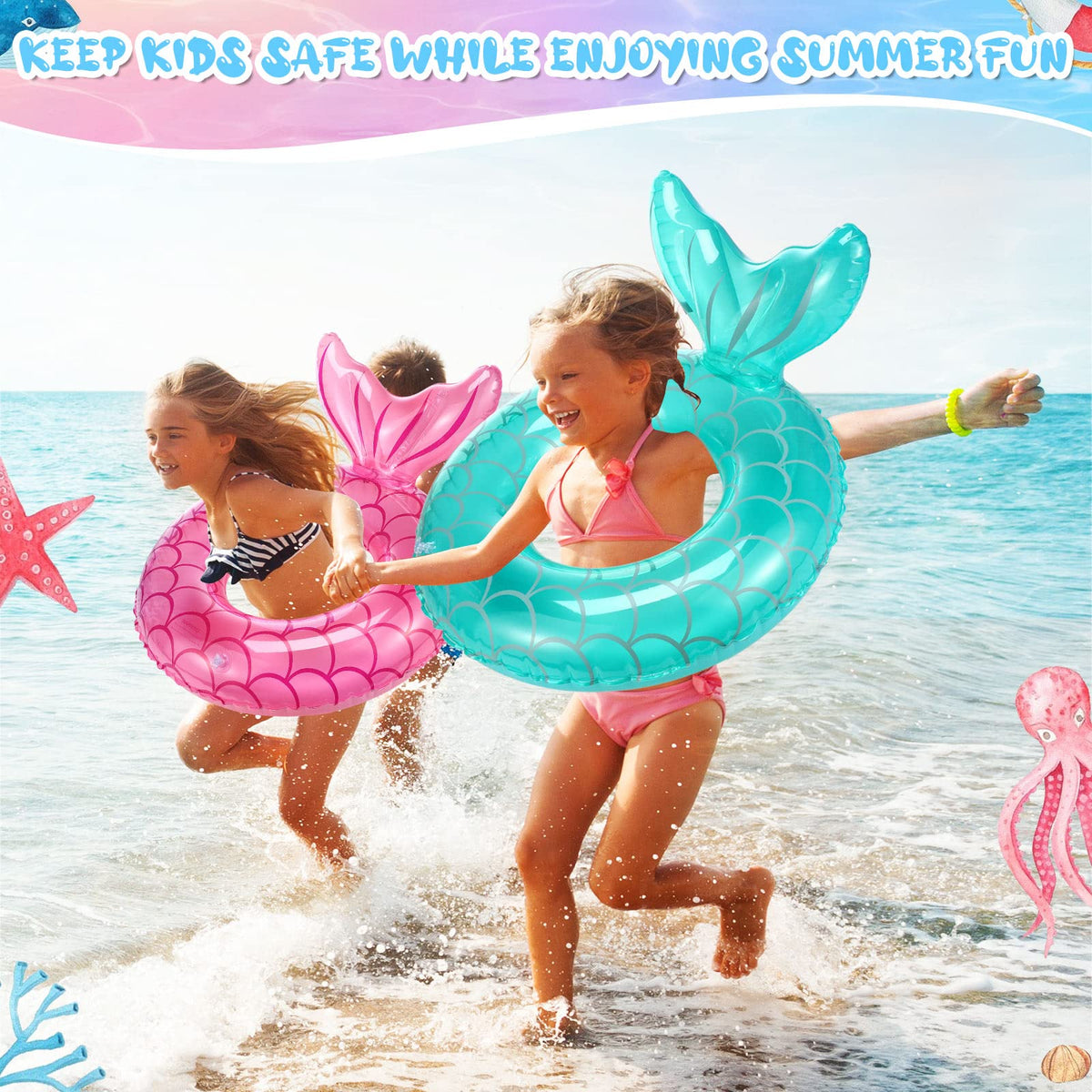 Neer mermaid float pink 60cm, durable PVC for regular pool use.