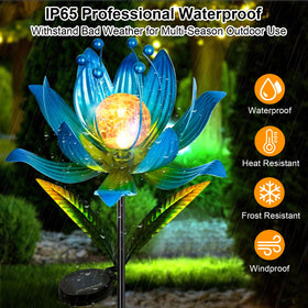 NEFELIBATE wind spinner solar-blue emphasizes sun-powered color during daytime.
