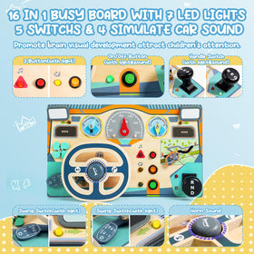 Neikko Busy Board gear shift promotes fine motor skills through interactive shifting.
