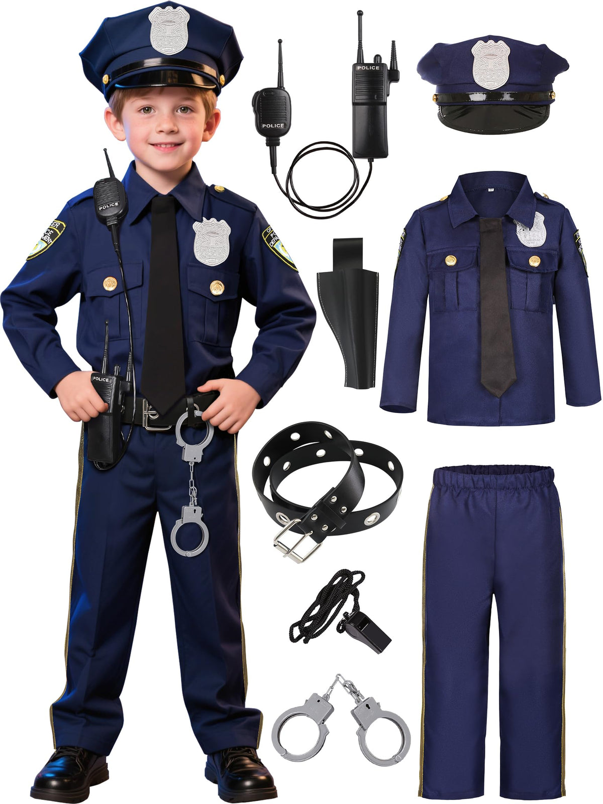Neilyoshop Kids Police Costume top provides a soft, comfortable base for imaginative play.