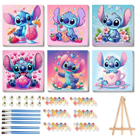nekpiahu 6-pack cartoon paint by numbers framed canvas for kid-friendly wall art