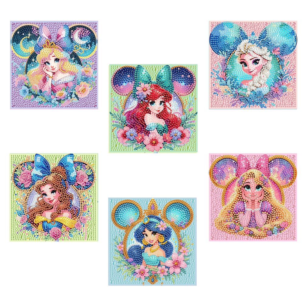 Nekpiahu diamond art kits 6-pack 6x6 inch, ideal for classroom crafts and home fun.
