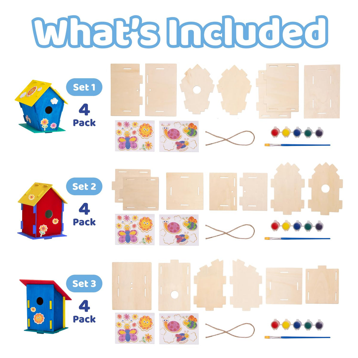 Neliblu DIY 12 Wooden Bird House Kit – pre-cut slots for easy assembly